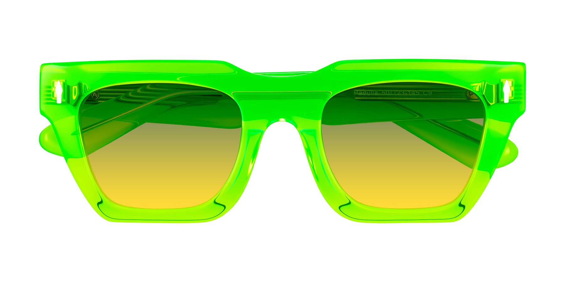 Folded Front of Padulla in Neon Green with Green / Yellow Gradient Lenses