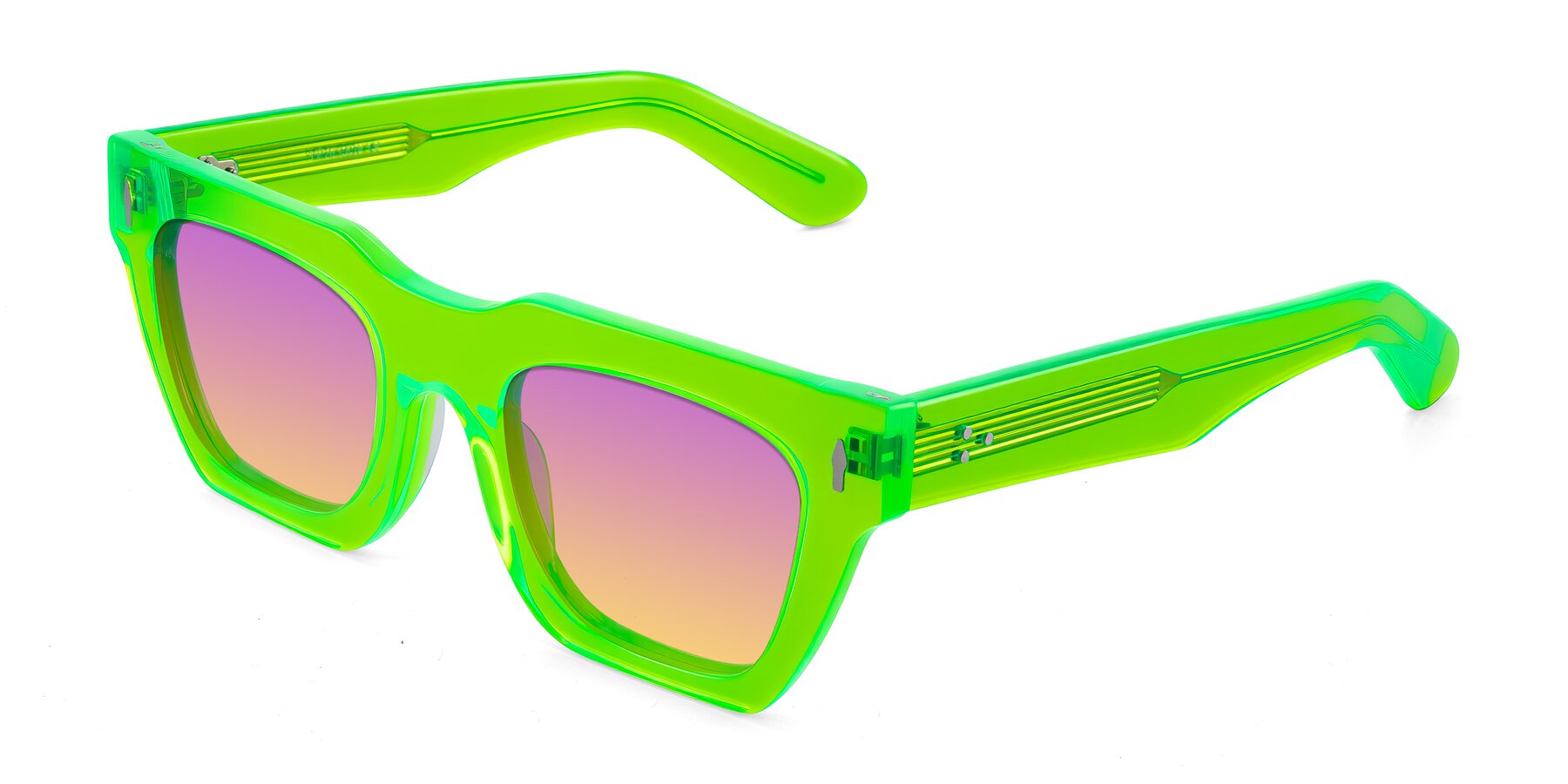 Angle of Padulla in Neon Green with Purple / Yellow Gradient Lenses