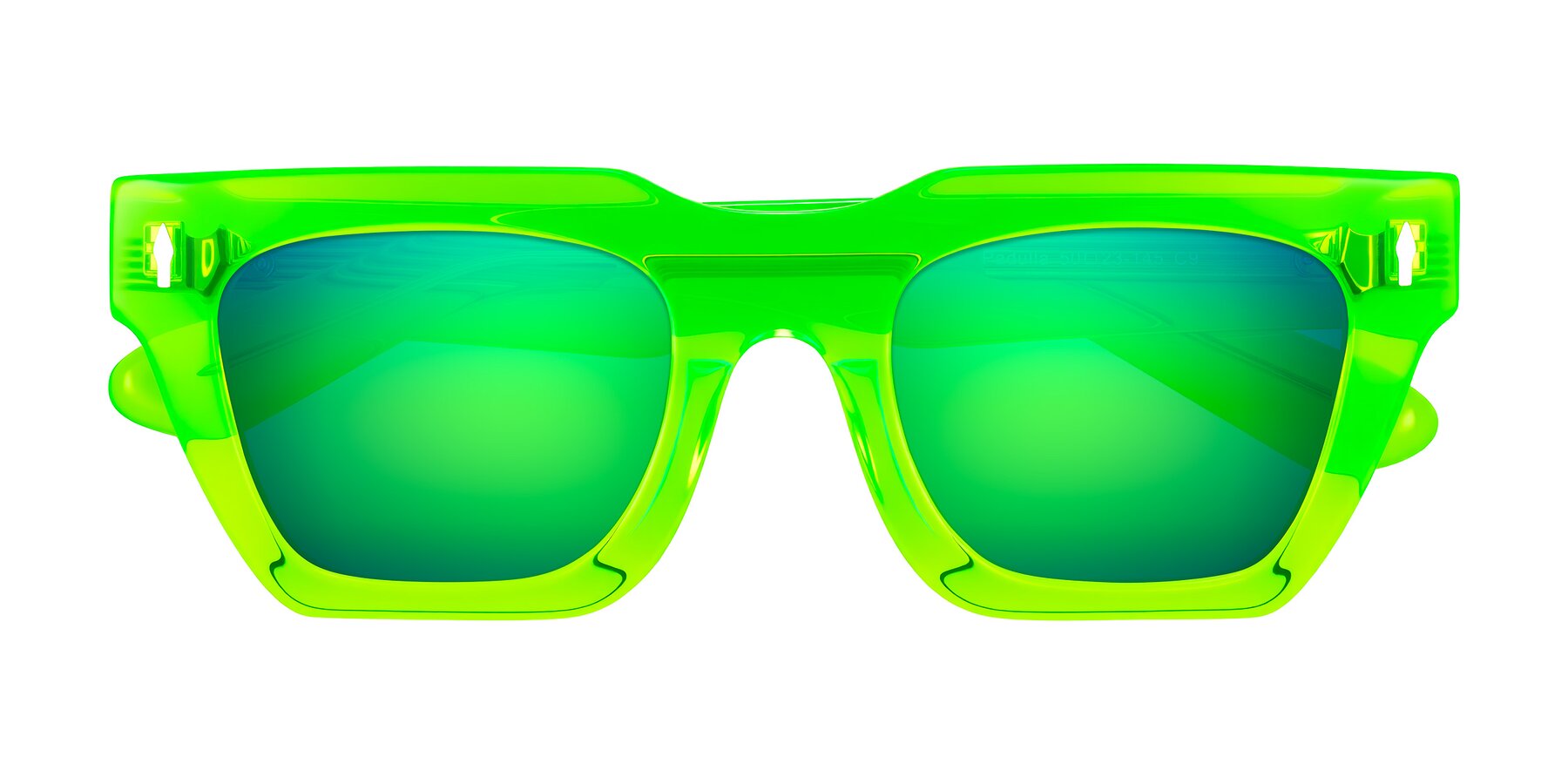 Folded Front of Padulla in Neon Green with Green Mirrored Lenses