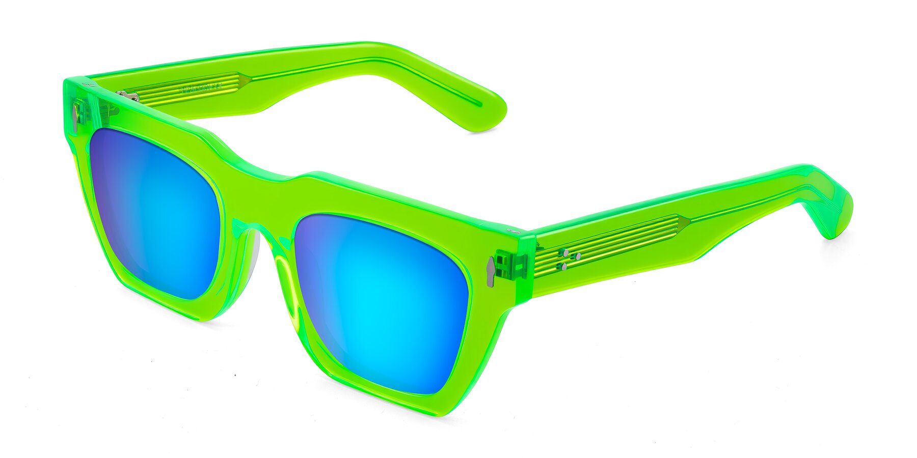 Angle of Padulla in Neon Green with Blue Mirrored Lenses