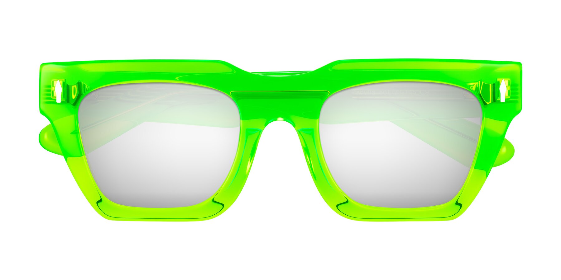 Folded Front of Padulla in Neon Green with Silver Mirrored Lenses