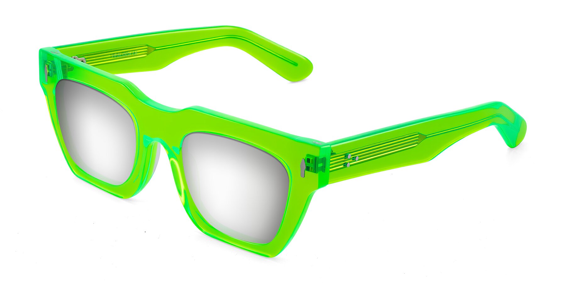 Angle of Padulla in Neon Green with Silver Mirrored Lenses