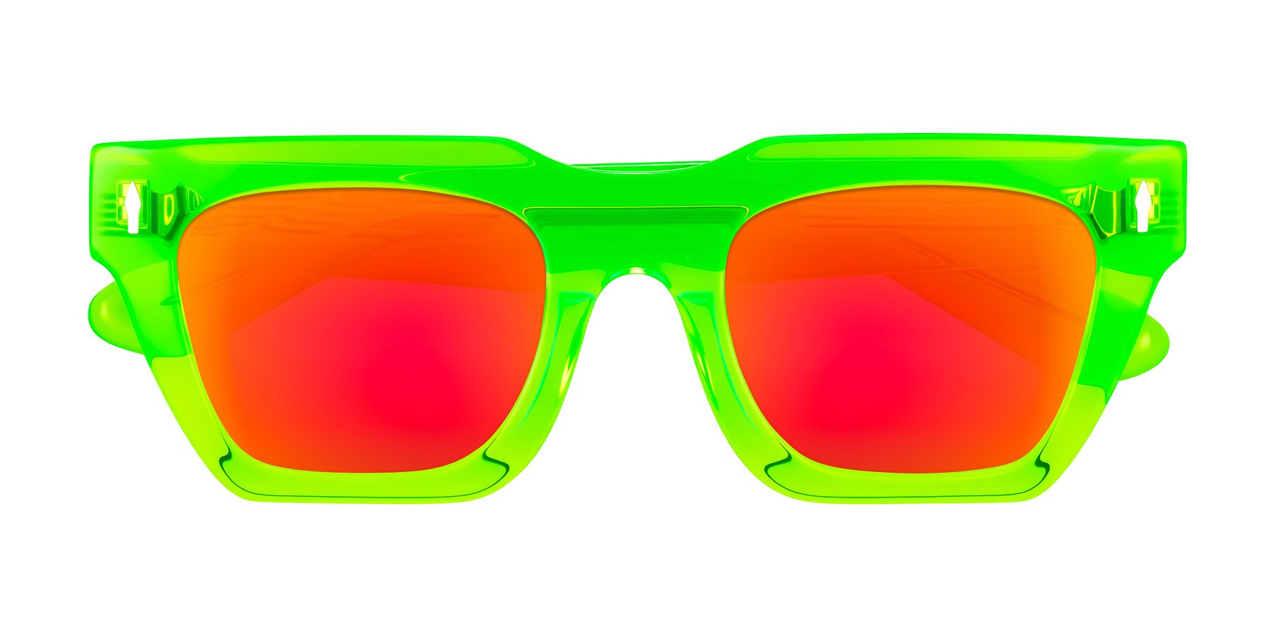Folded Front of Padulla in Neon Green with Red Gold Mirrored Lenses