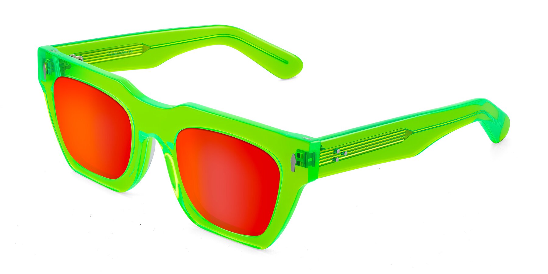 Angle of Padulla in Neon Green with Red Gold Mirrored Lenses
