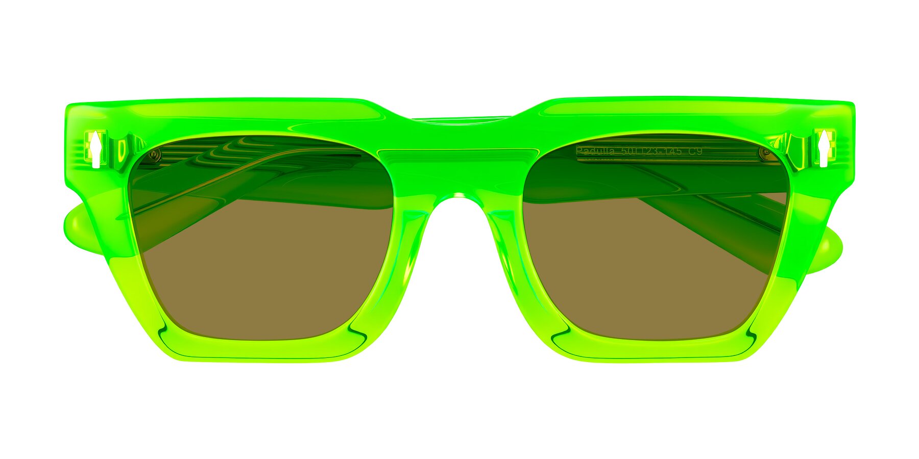 Folded Front of Padulla in Neon Green with Brown Polarized Lenses