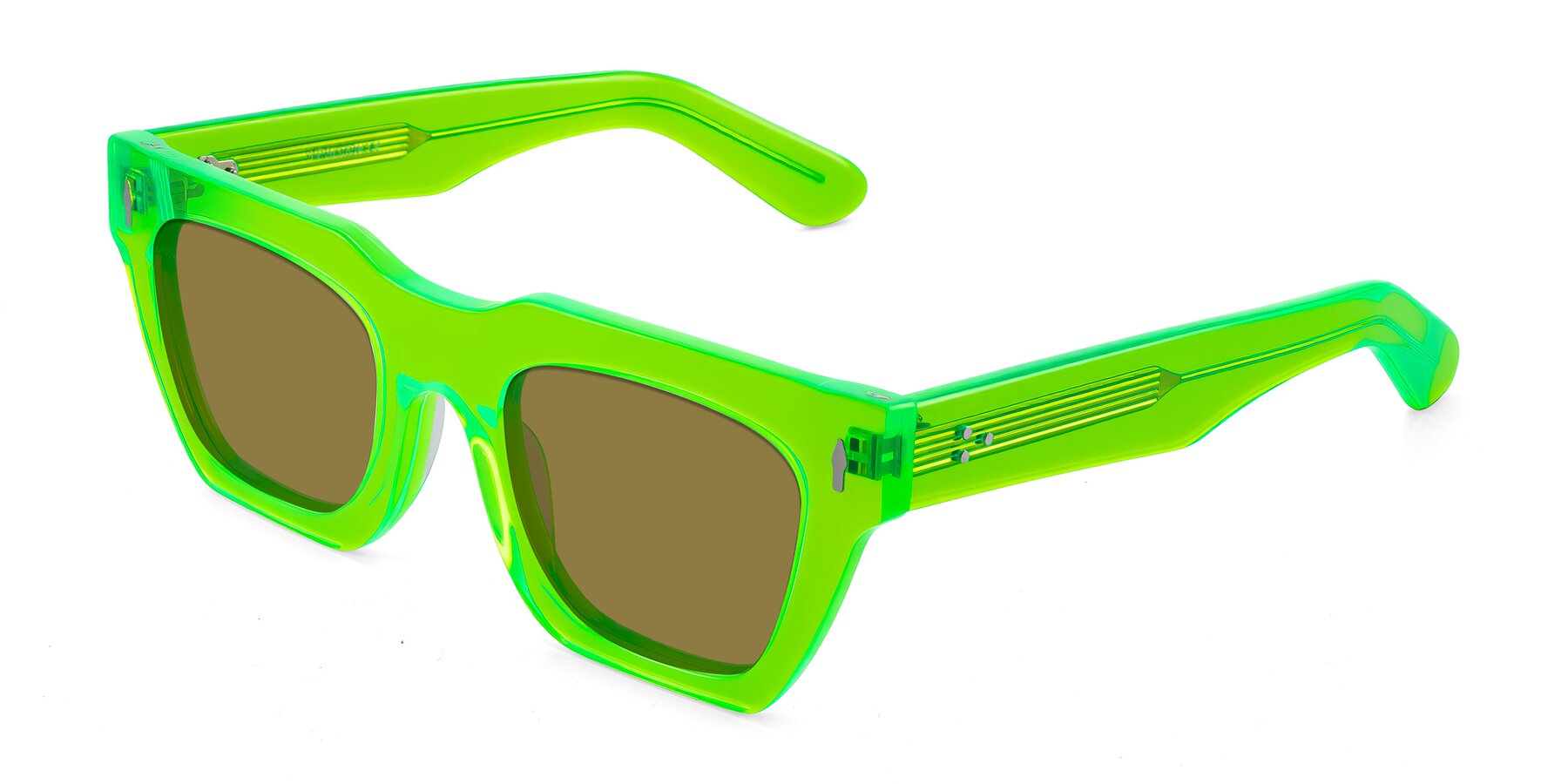 Angle of Padulla in Neon Green with Brown Polarized Lenses