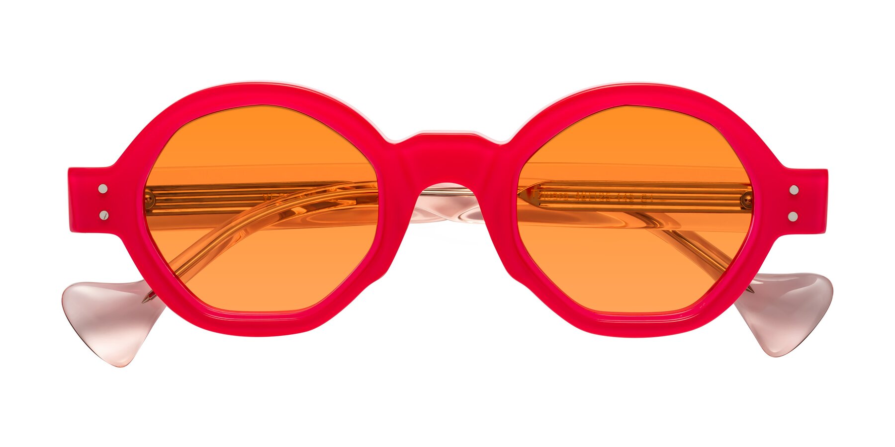 Folded Front of Tzivara in Neon Red with Orange Tinted Lenses