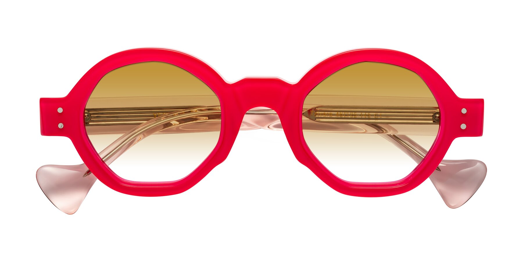Folded Front of Tzivara in Neon Red with Champagne Gradient Lenses