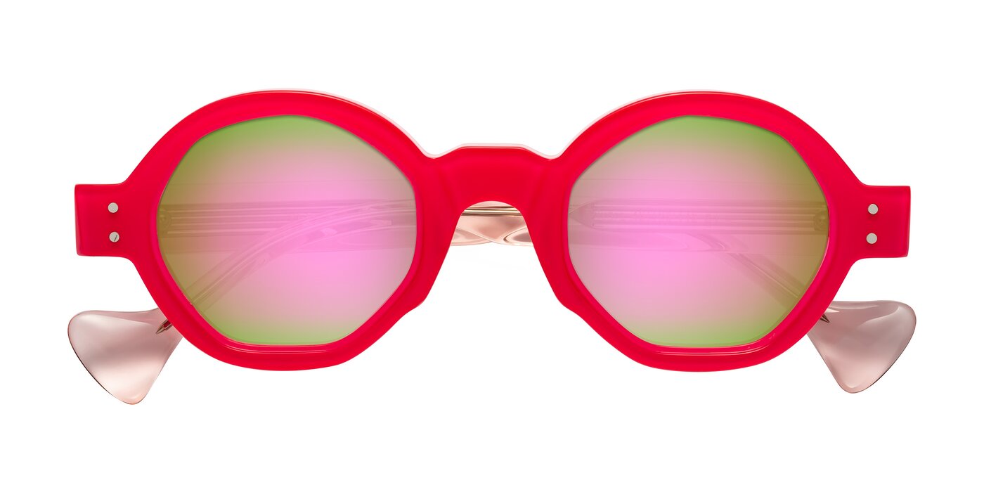 Tzivara - Neon Red Flash Mirrored Sunglasses