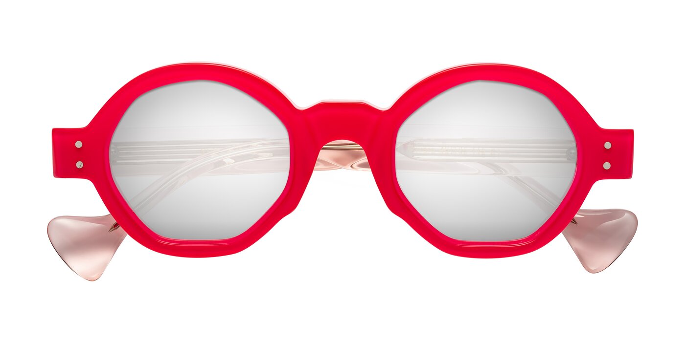 Tzivara - Neon Red Flash Mirrored Sunglasses