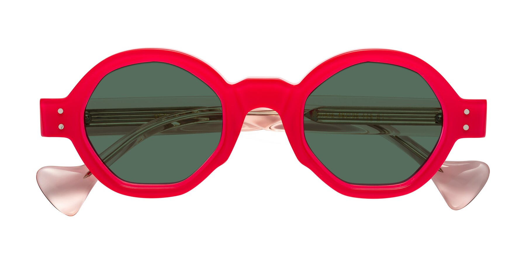 Folded Front of Tzivara in Neon Red with Green Polarized Lenses