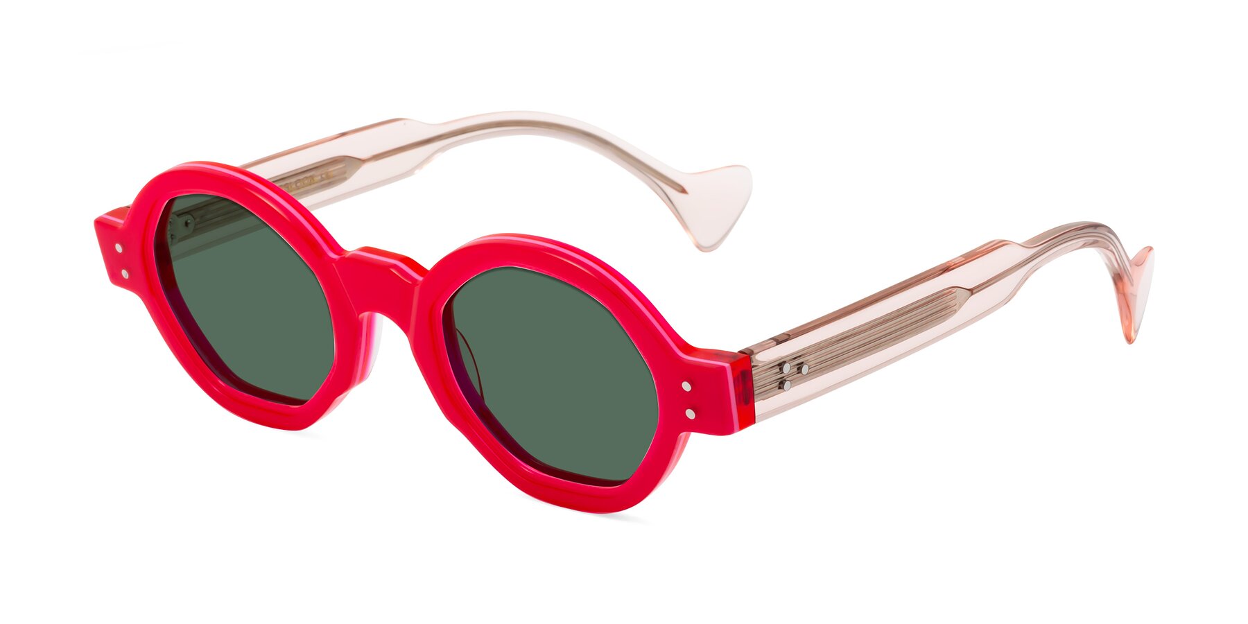 Angle of Tzivara in Neon Red with Green Polarized Lenses