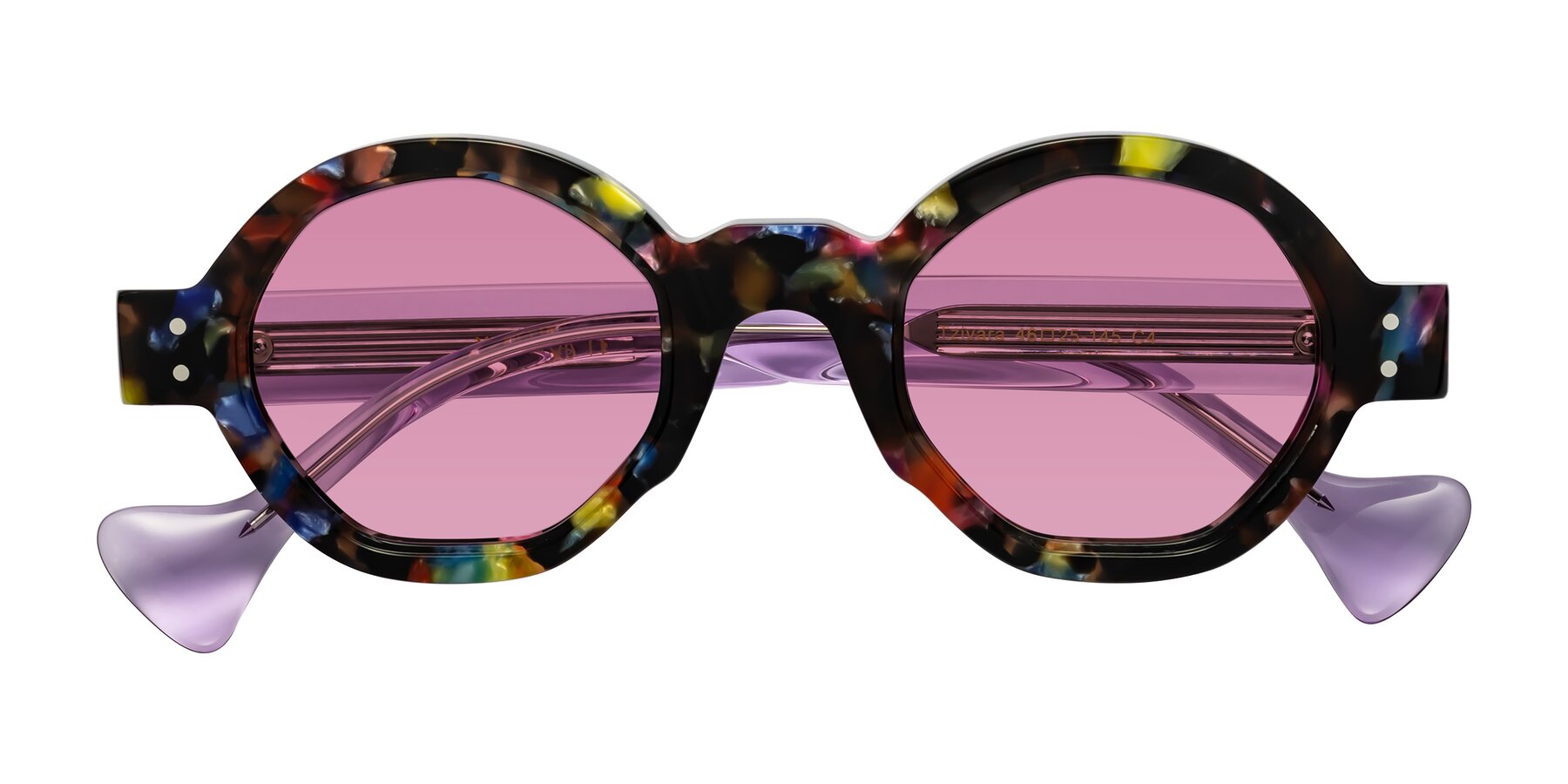Folded Front of Tzivara in Colorful Floral with Medium Wine Tinted Lenses