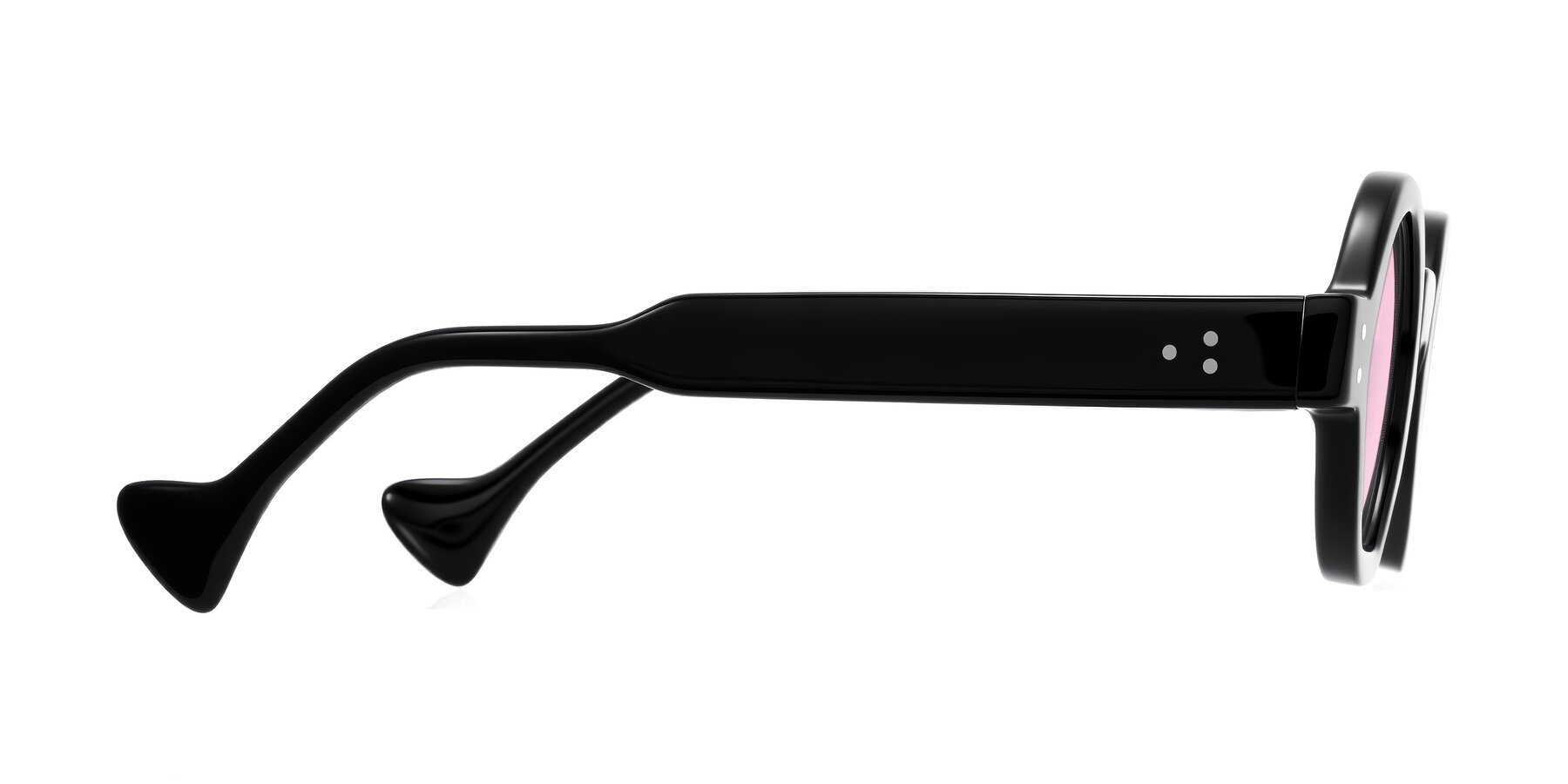 Side of Tzivara in Black with Light Pink Tinted Lenses
