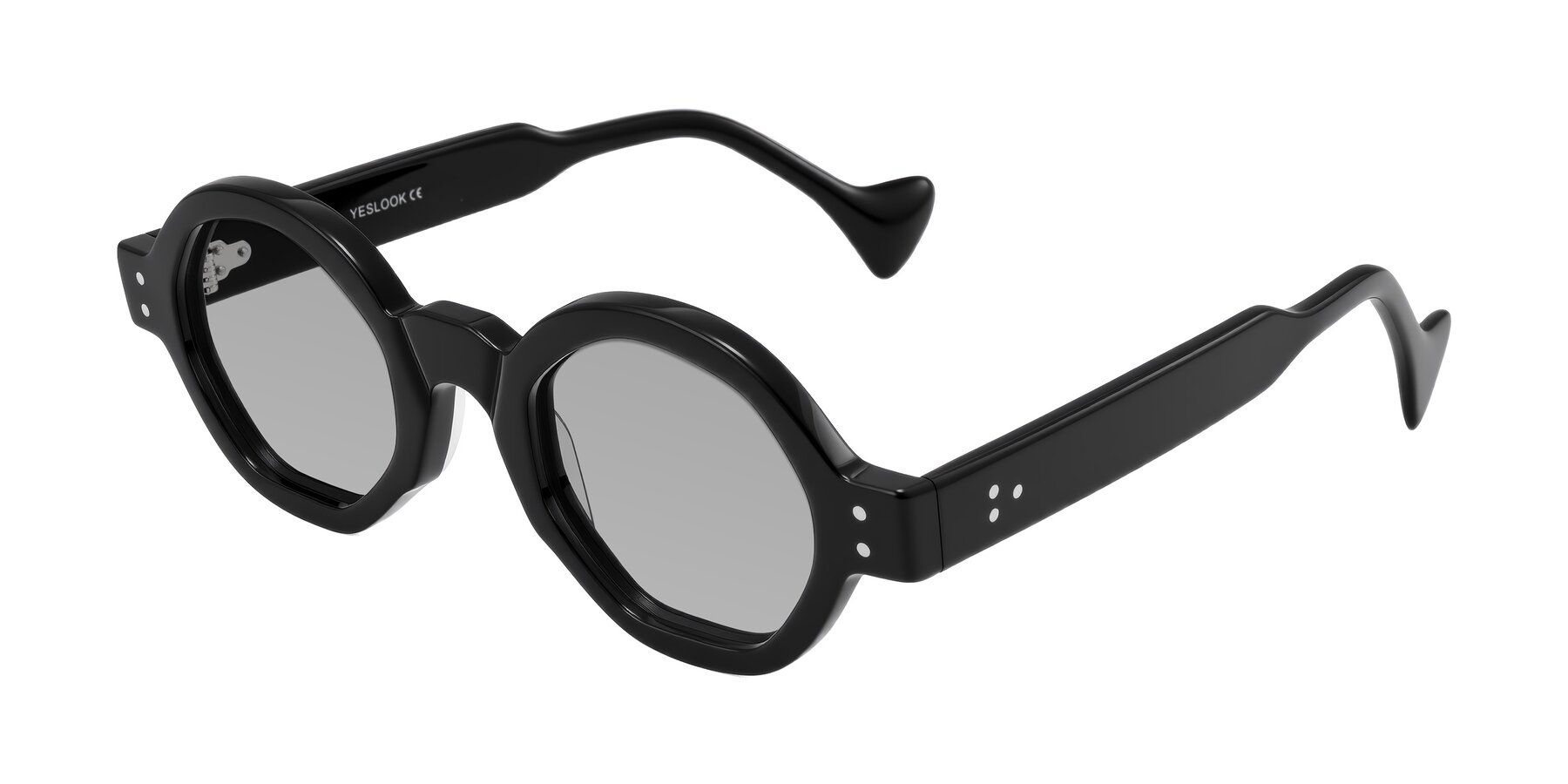 Angle of Tzivara in Black with Light Gray Tinted Lenses