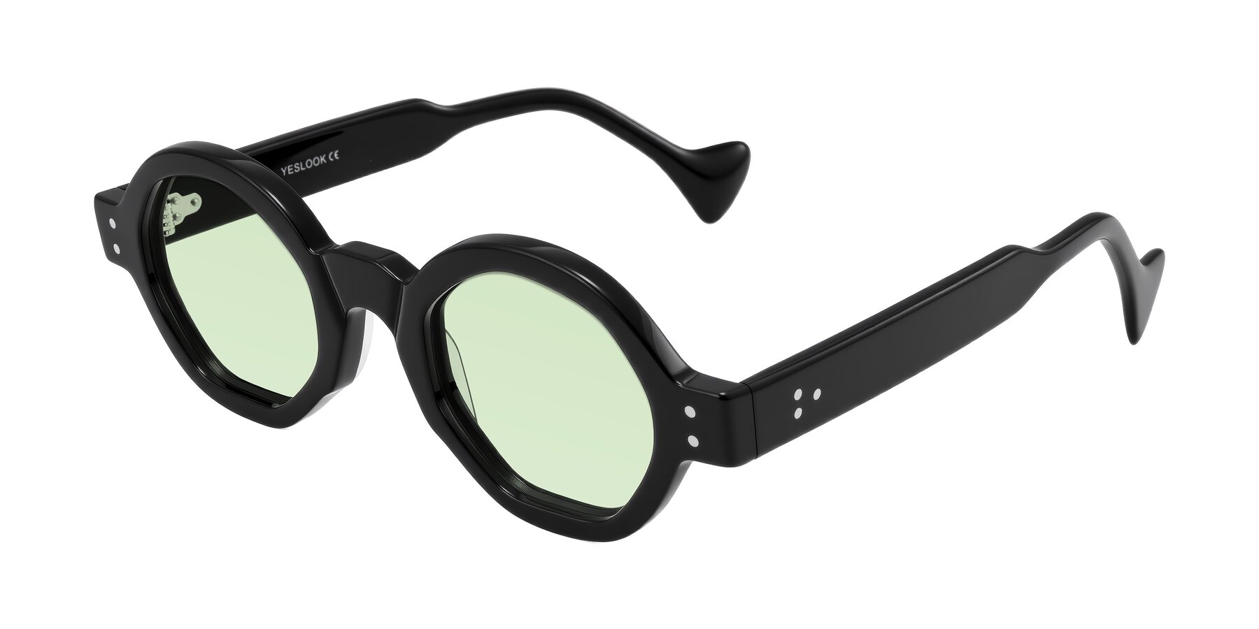 Angle of Tzivara in Black with Light Green Tinted Lenses