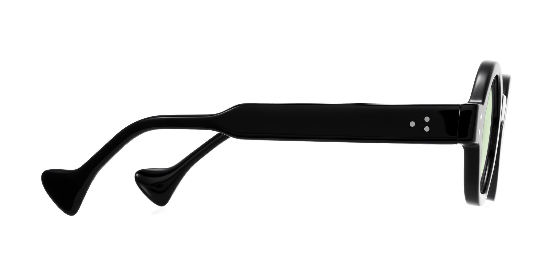 Side of Tzivara in Black with Light Green Tinted Lenses