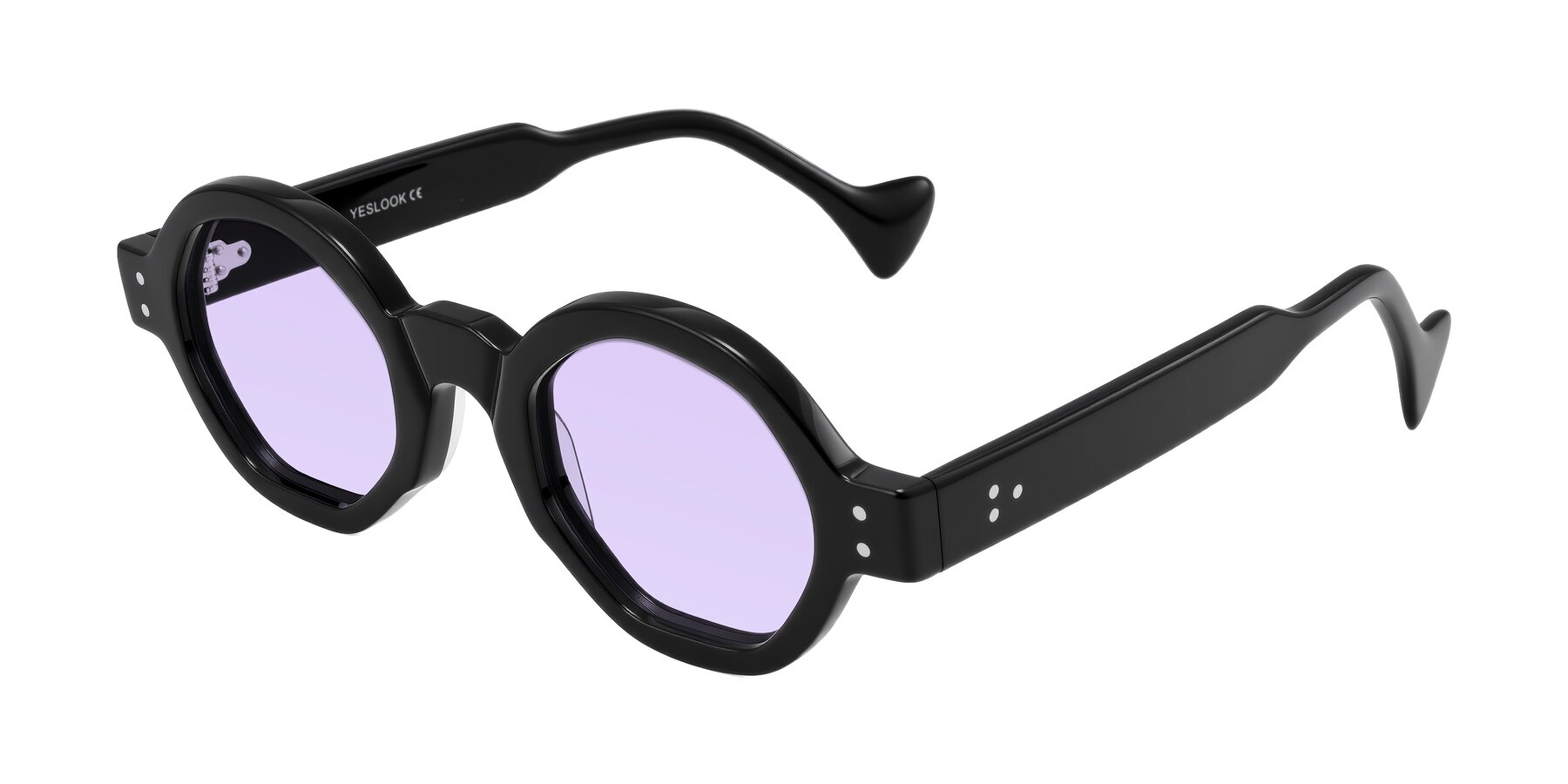 Angle of Tzivara in Black with Light Purple Tinted Lenses