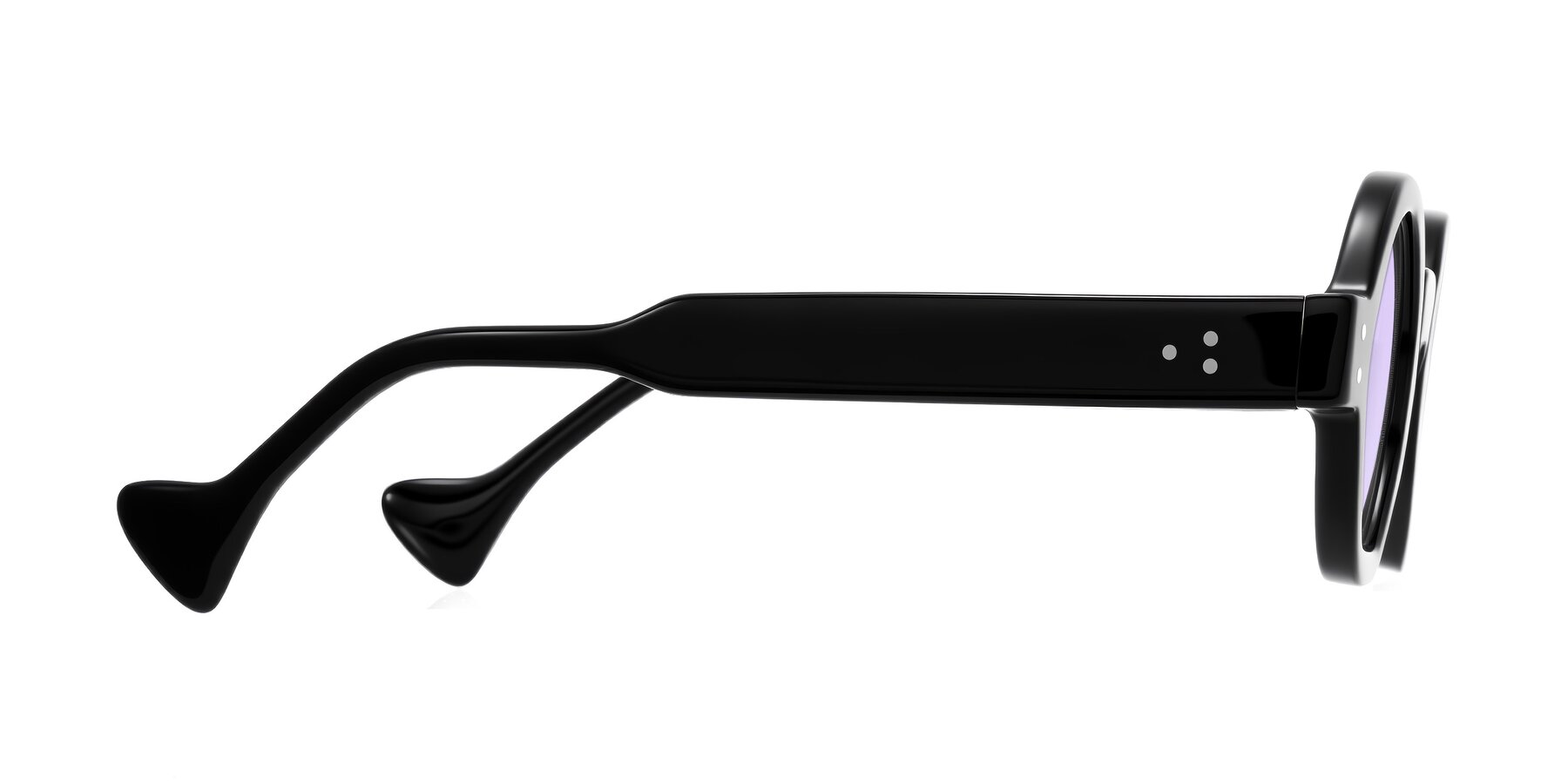 Side of Tzivara in Black with Light Purple Tinted Lenses