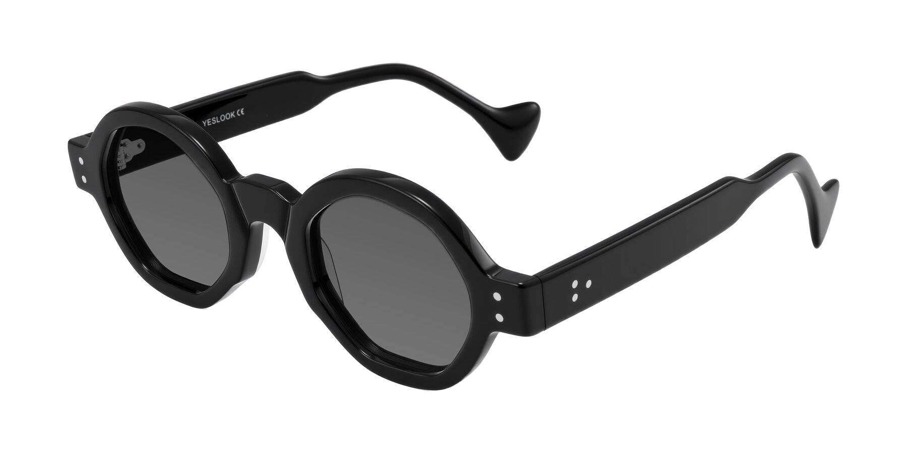 Angle of Tzivara in Black with Medium Gray Tinted Lenses