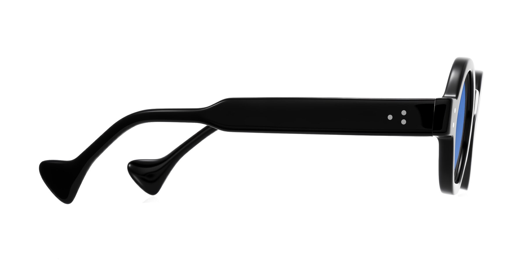 Side of Tzivara in Black with Blue Tinted Lenses