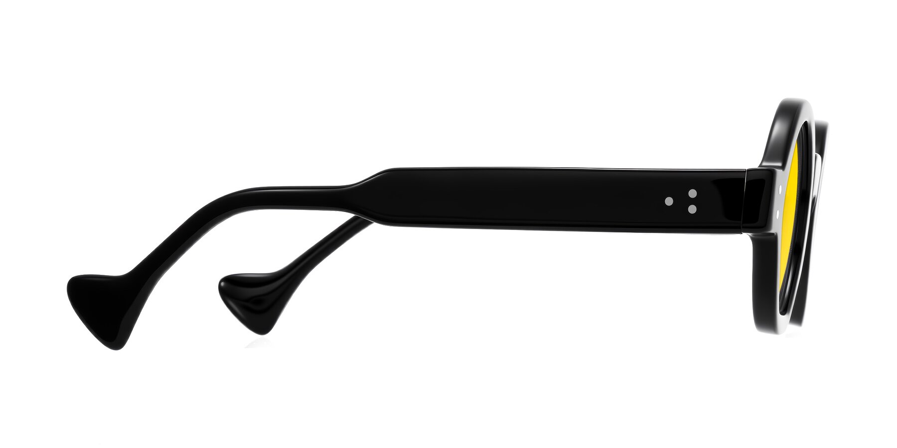 Side of Tzivara in Black with Yellow Tinted Lenses