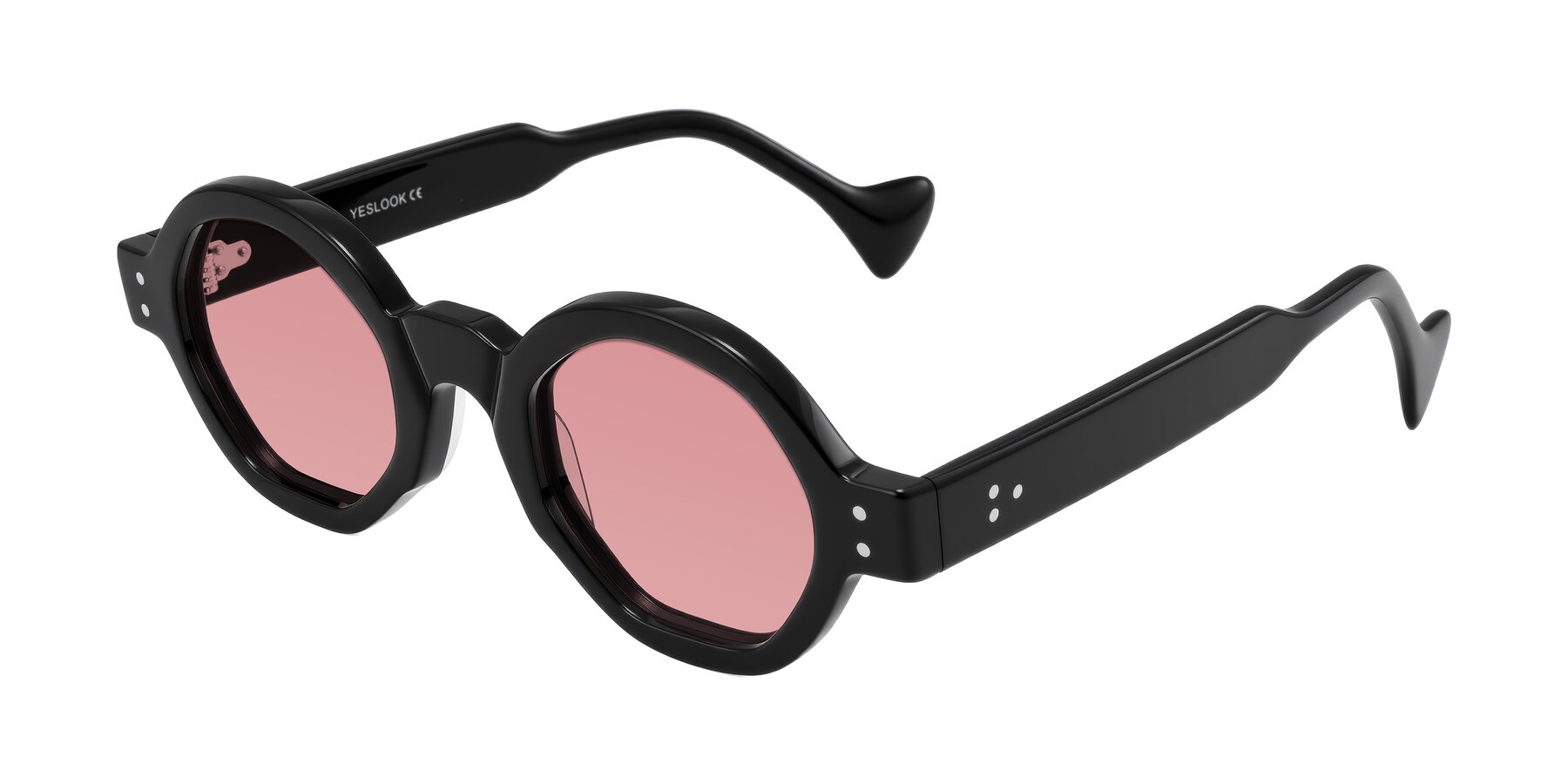Angle of Tzivara in Black with Medium Garnet Tinted Lenses