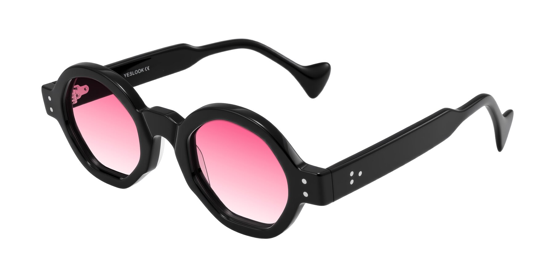 Angle of Tzivara in Black with Pink Gradient Lenses
