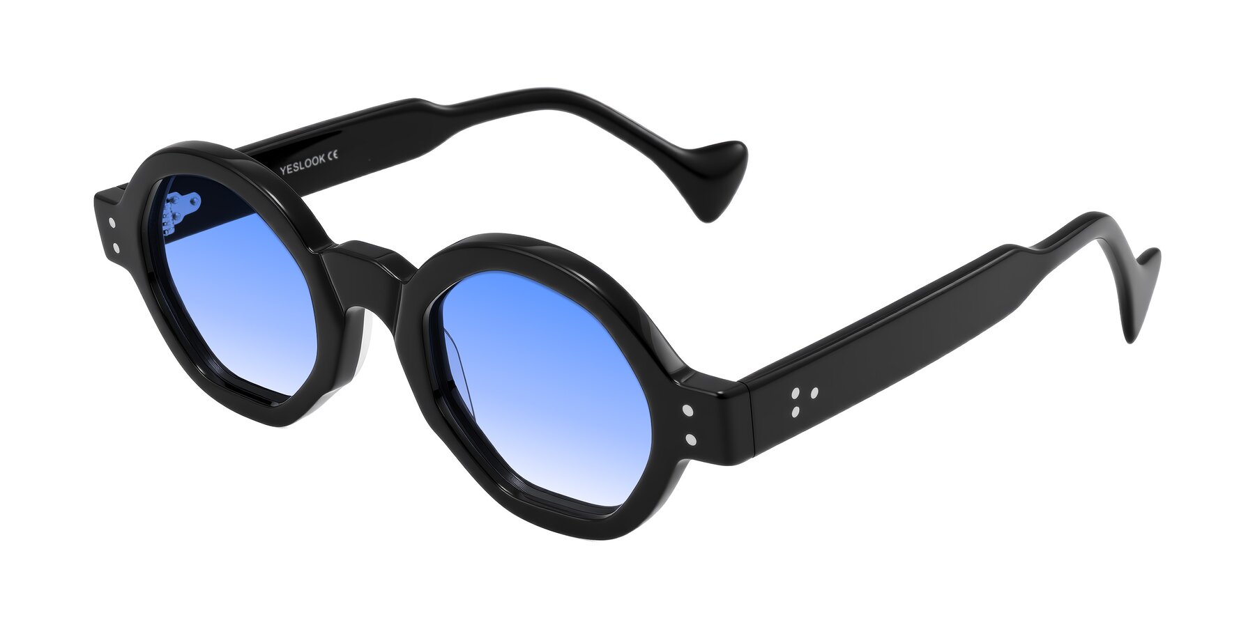 Angle of Tzivara in Black with Blue Gradient Lenses