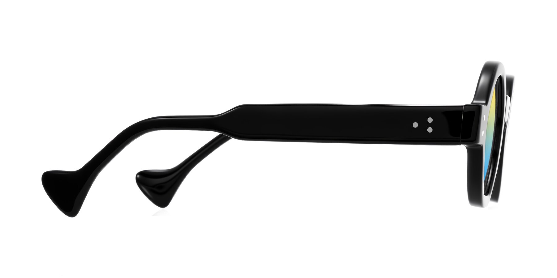 Side of Tzivara in Black with Yellow / Blue Gradient Lenses