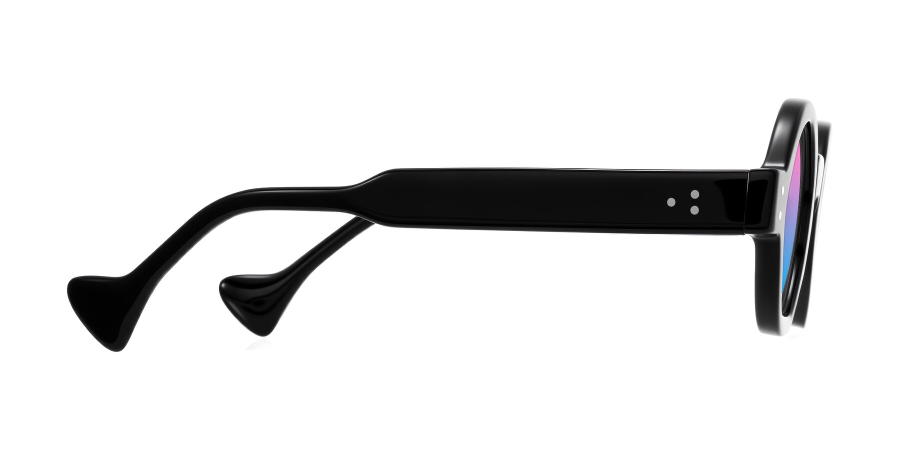 Side of Tzivara in Black with Pink / Blue Gradient Lenses