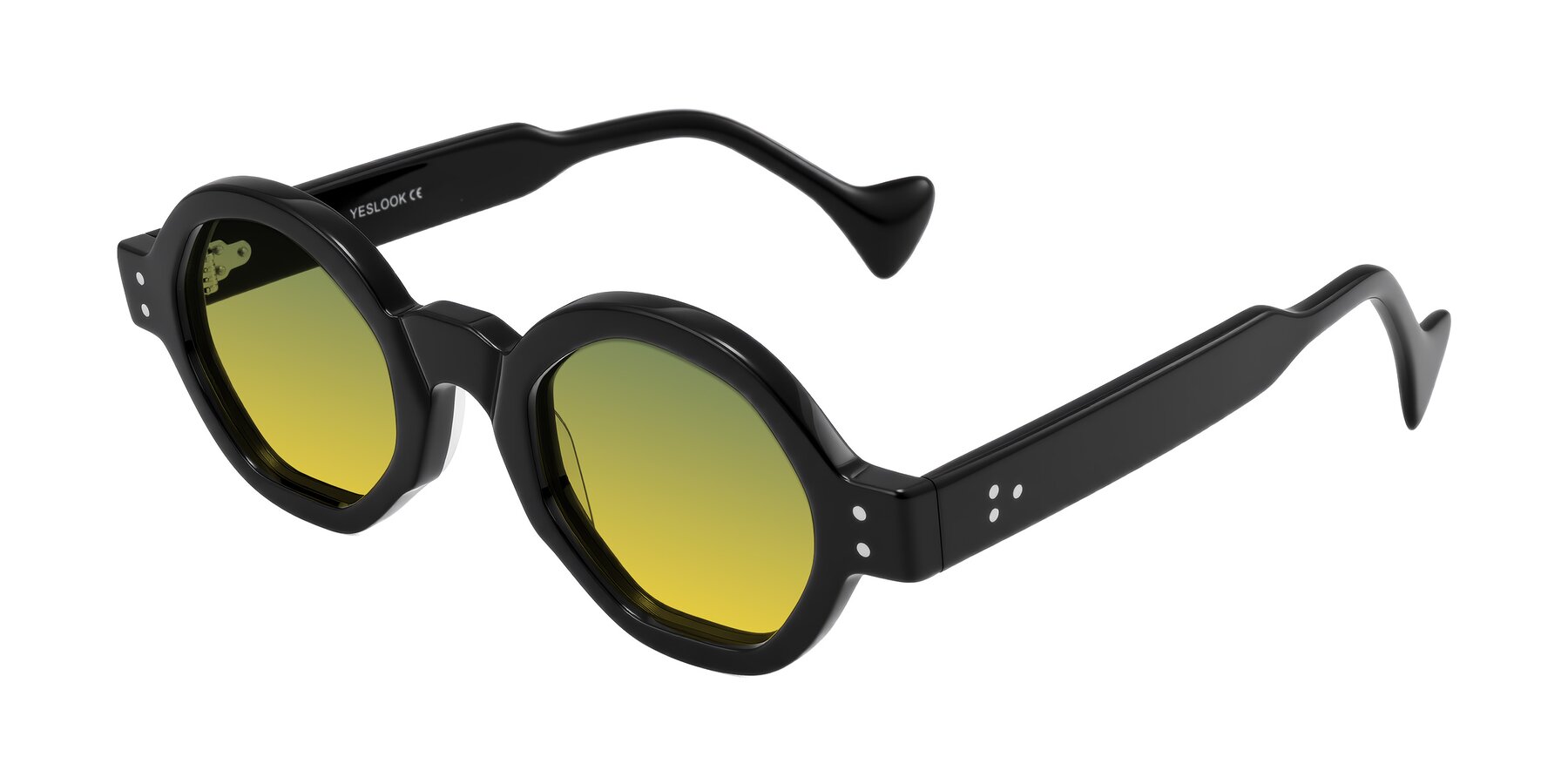 Angle of Tzivara in Black with Green / Yellow Gradient Lenses
