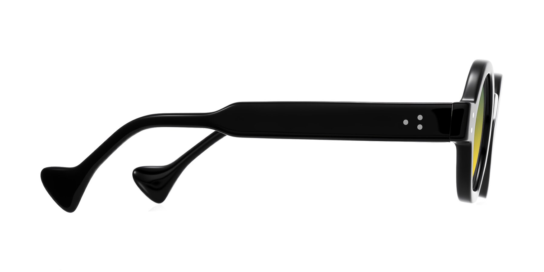 Side of Tzivara in Black with Green / Yellow Gradient Lenses