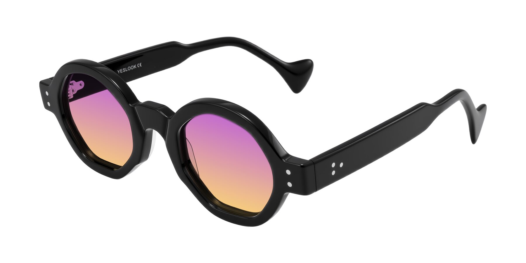 Angle of Tzivara in Black with Purple / Yellow Gradient Lenses