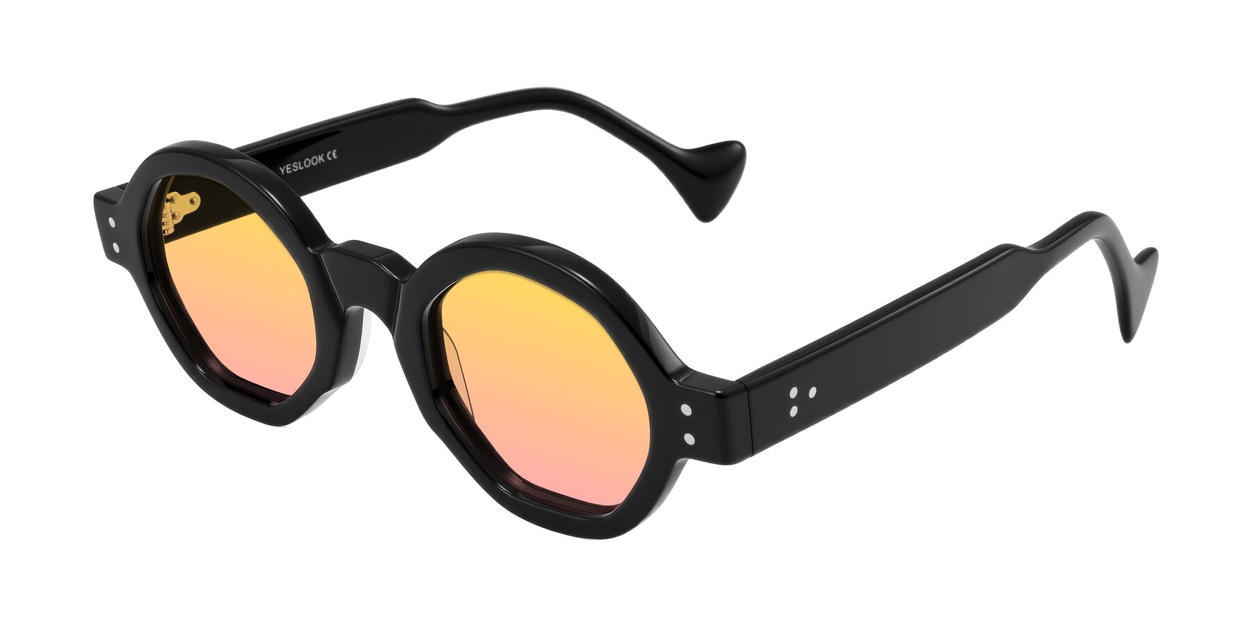 Angle of Tzivara in Black with Yellow / Pink Gradient Lenses