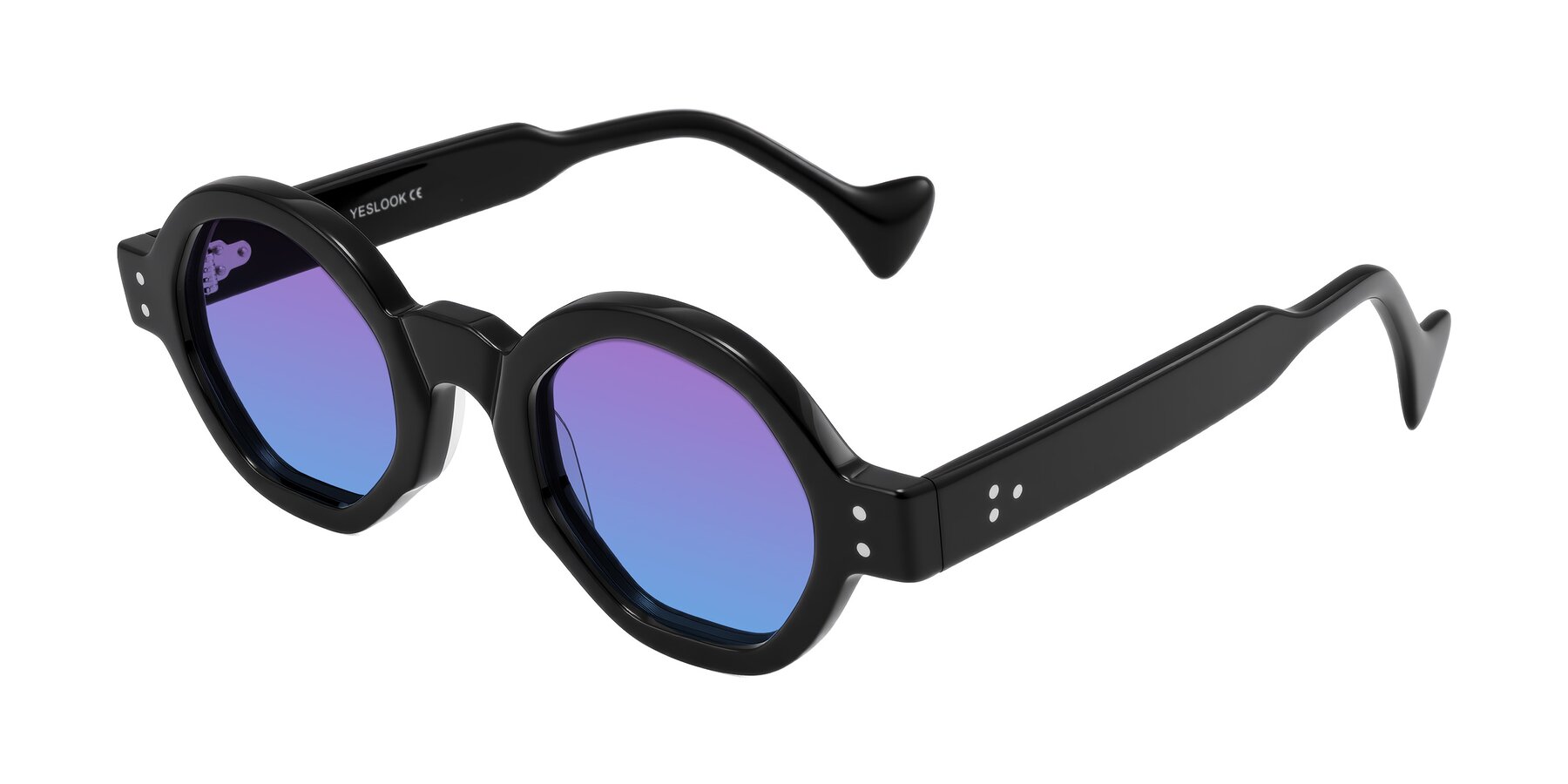 Angle of Tzivara in Black with Purple / Blue Gradient Lenses