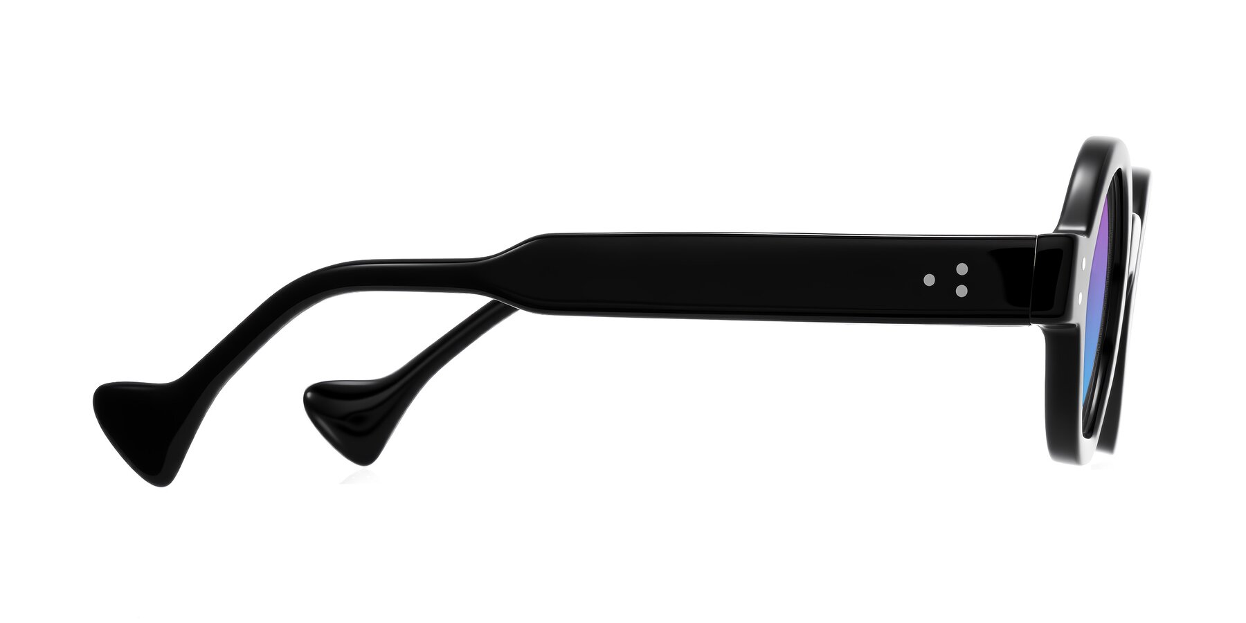 Side of Tzivara in Black with Purple / Blue Gradient Lenses