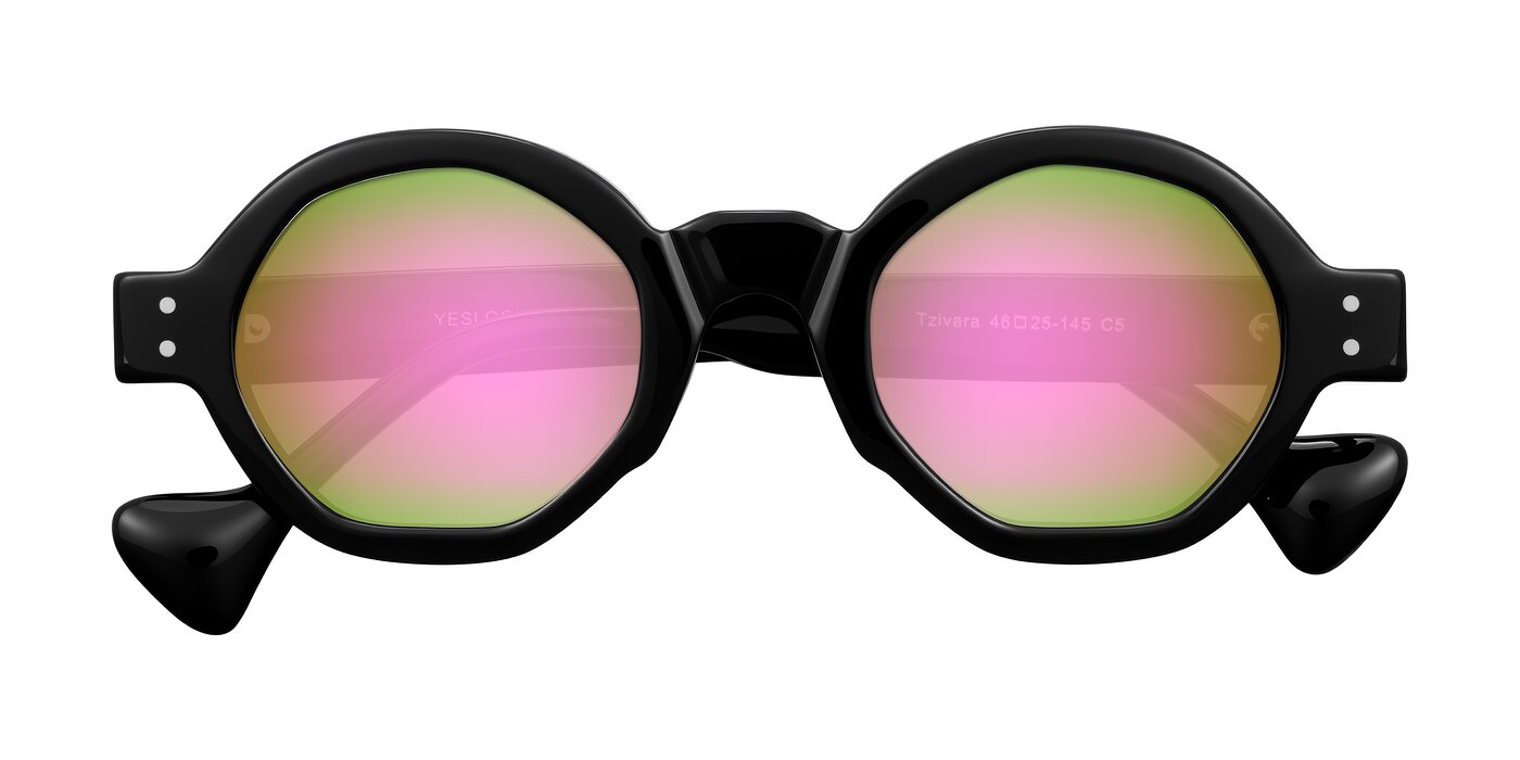Tzivara - Black Flash Mirrored Sunglasses