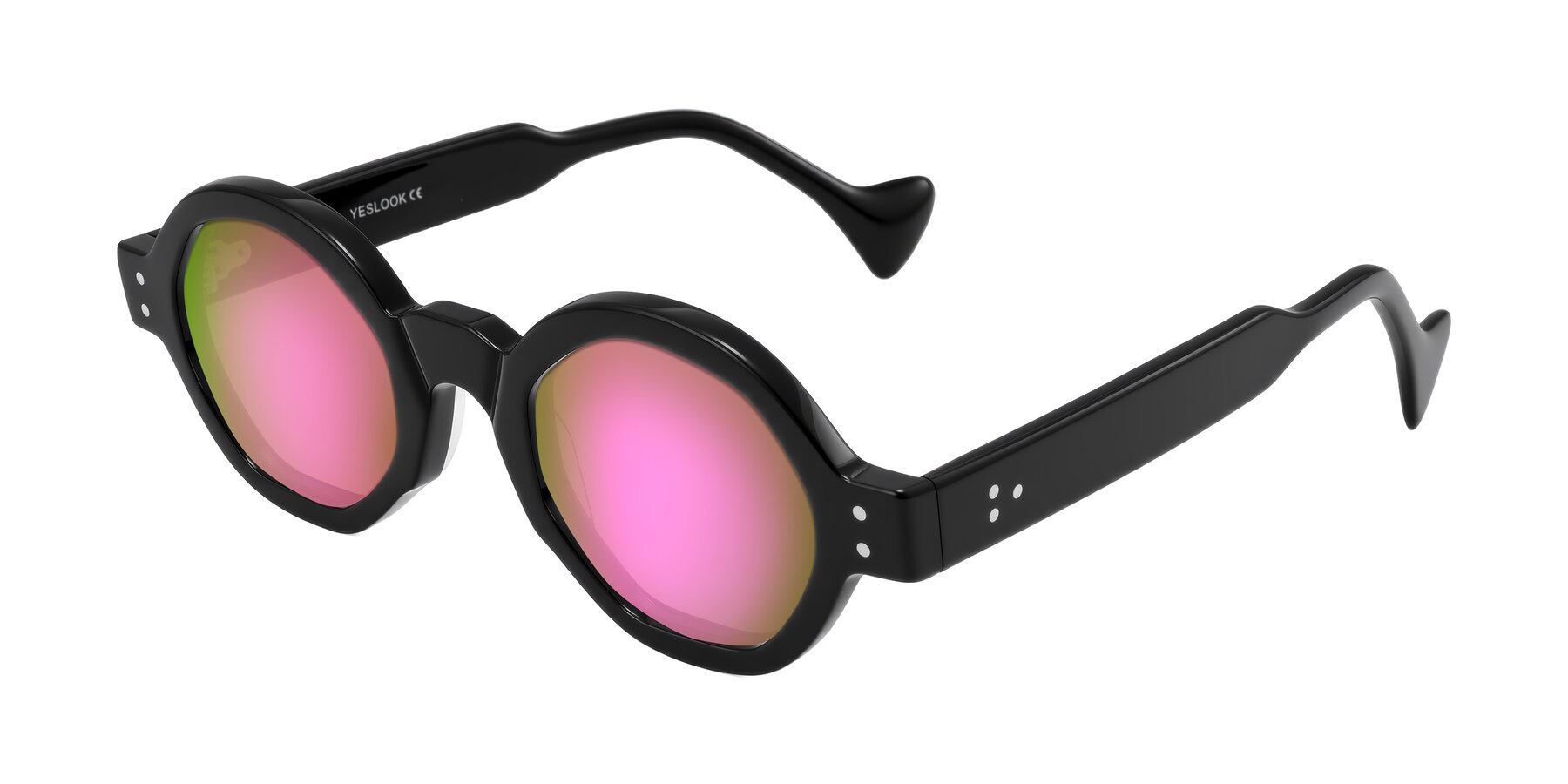 Angle of Tzivara in Black with Pink Mirrored Lenses