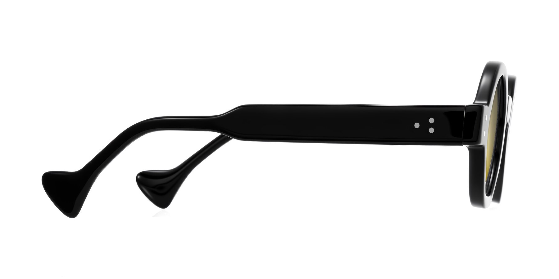 Side of Tzivara in Black with Gold Mirrored Lenses