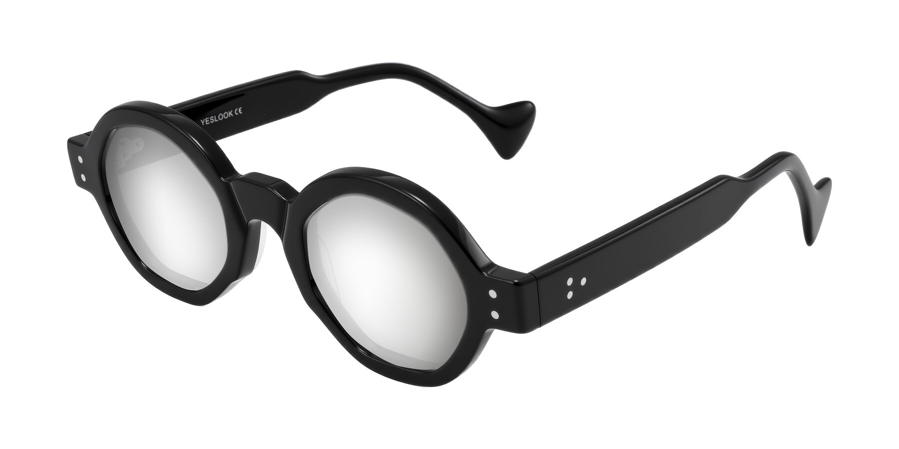 Angle of Tzivara in Black with Silver Mirrored Lenses
