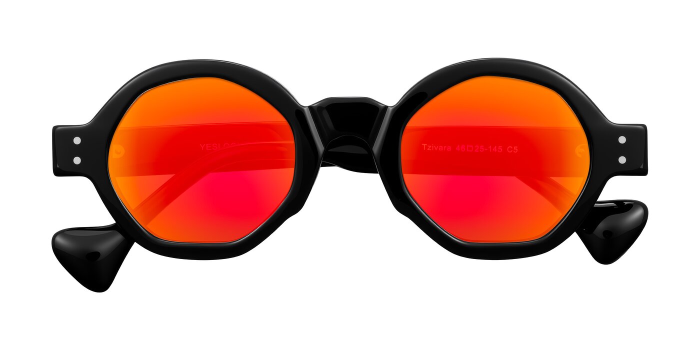 Tzivara - Black Flash Mirrored Sunglasses