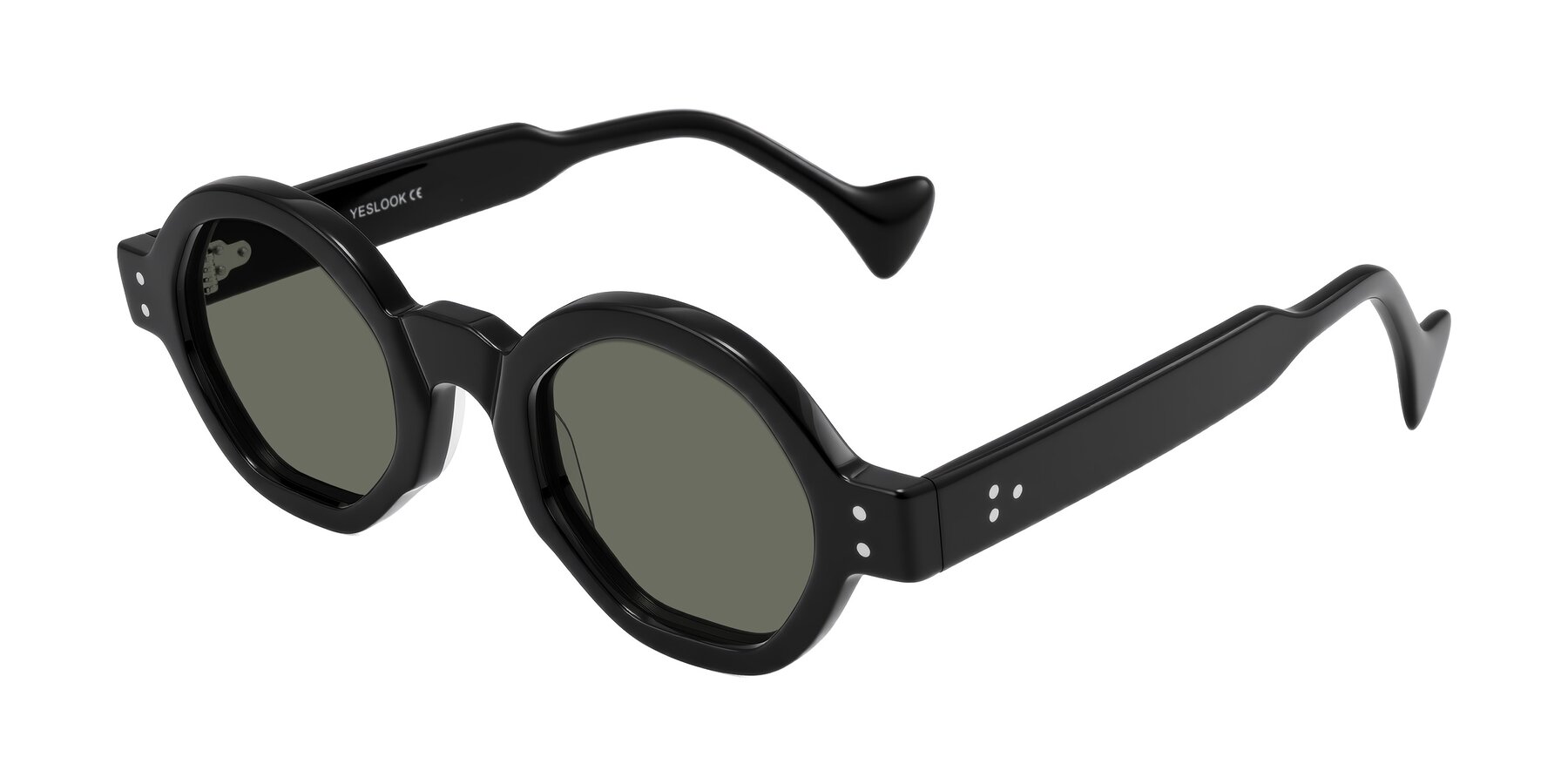 Angle of Tzivara in Black with Gray Polarized Lenses