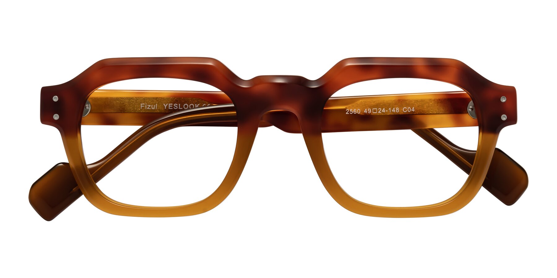 Tortoise/ Pumpkin Retro-Vintage Geometric Full-Rim Eyeglasses - Fizul