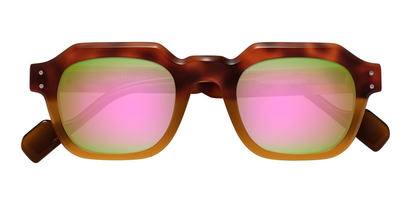 Fizul - Tortoise/Pumpkin Flash Mirrored Sunglasses