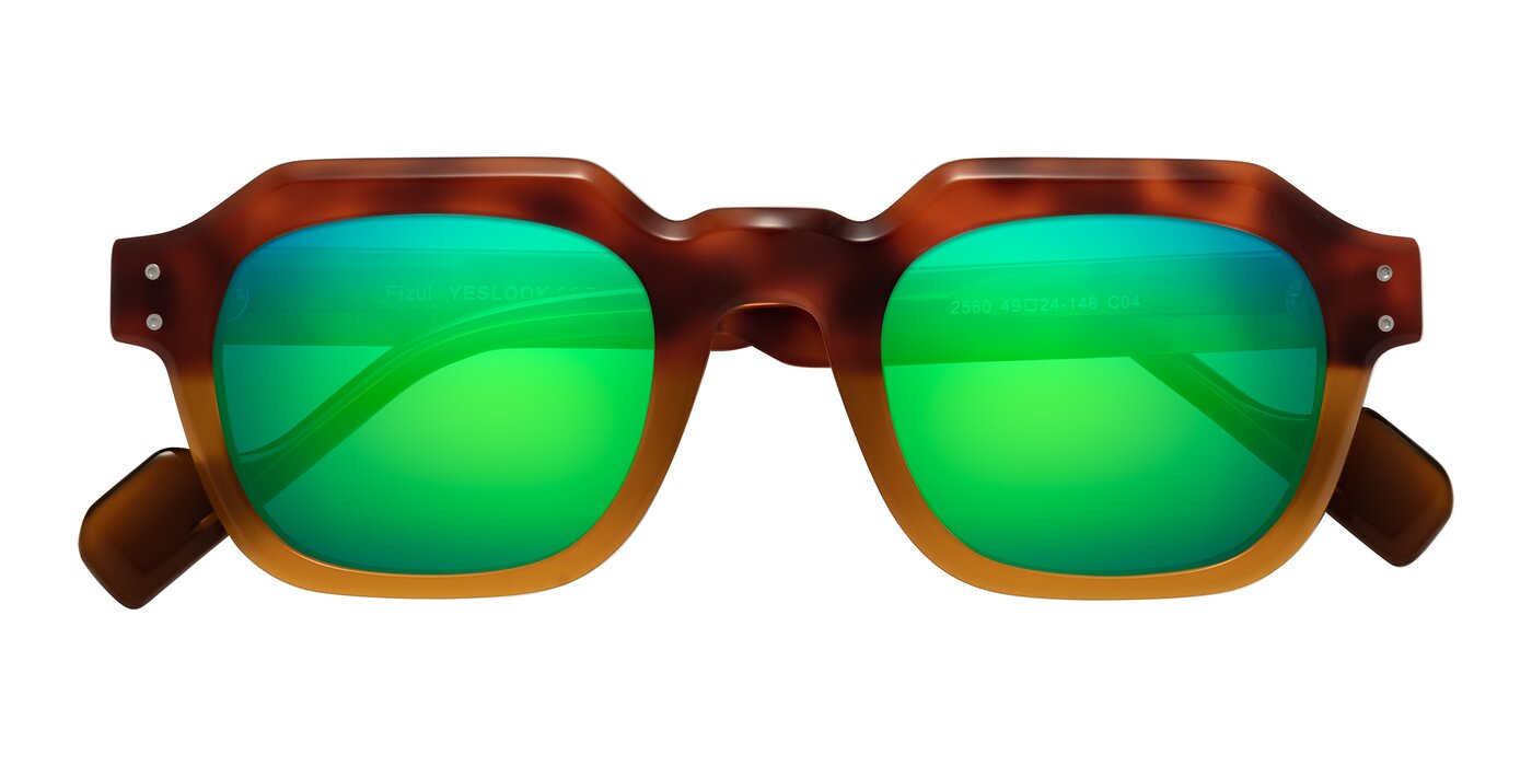 Fizul - Tortoise/ Pumpkin Flash Mirrored Sunglasses