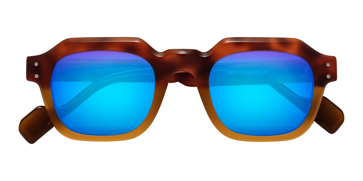 Fizul - Tortoise/ Pumpkin Flash Mirrored Sunglasses