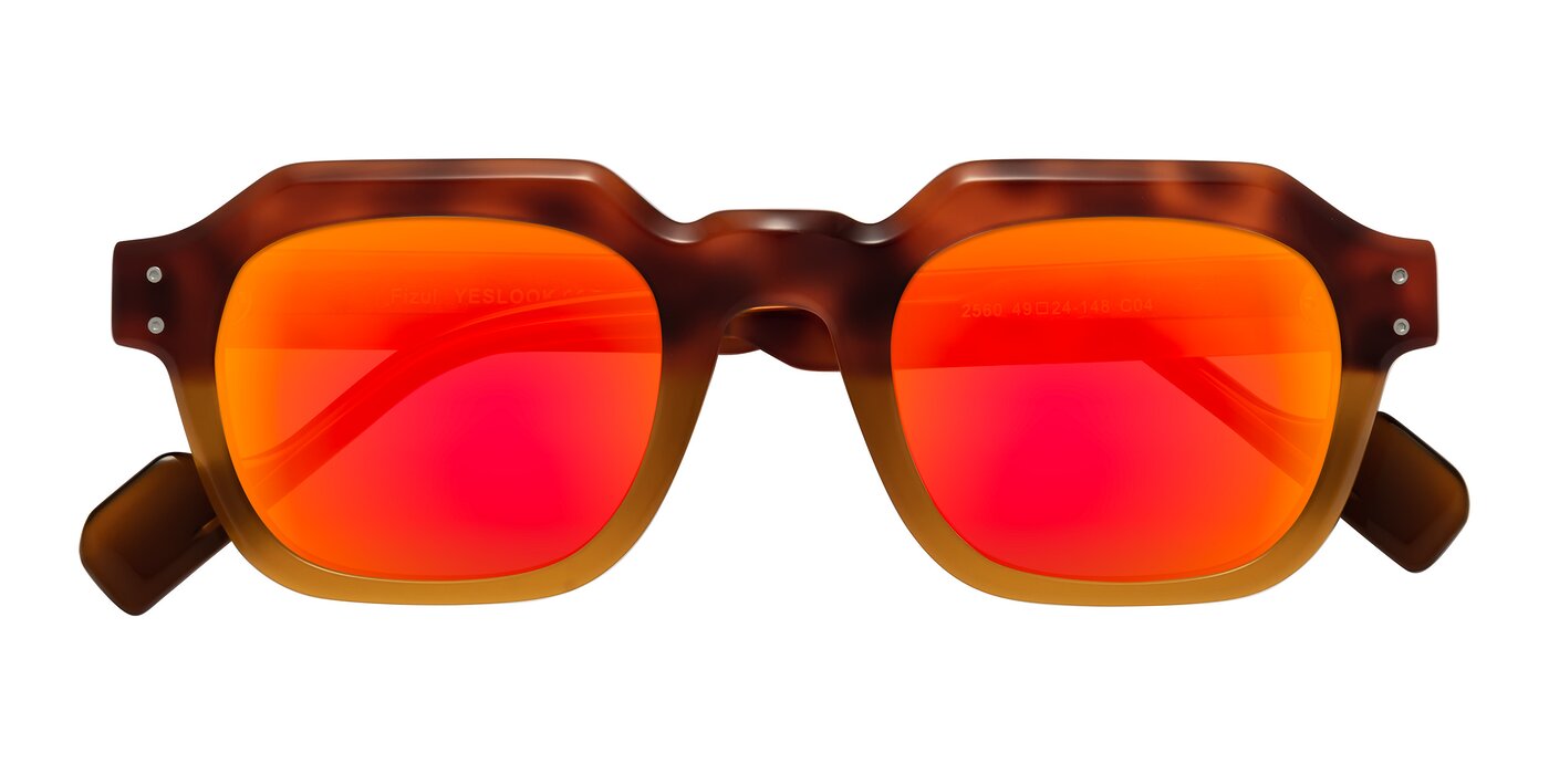 Fizul - Tortoise/ Pumpkin Flash Mirrored Sunglasses