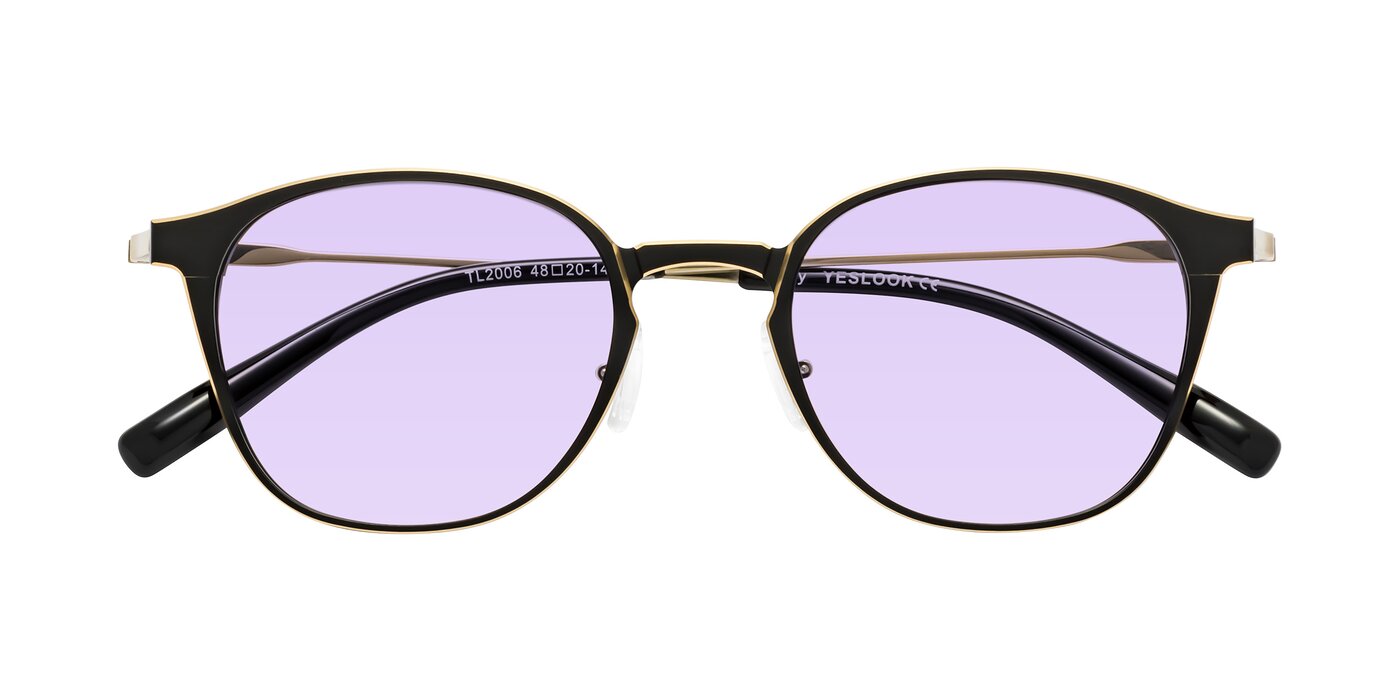 Lzzy - Metallic Black / Gold Tinted Sunglasses