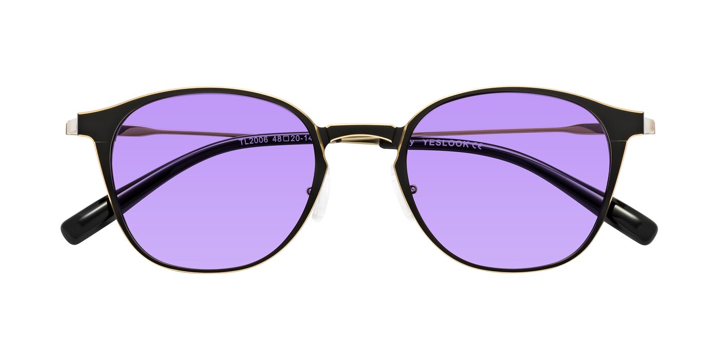 Lzzy - Metallic Black / Gold Tinted Sunglasses